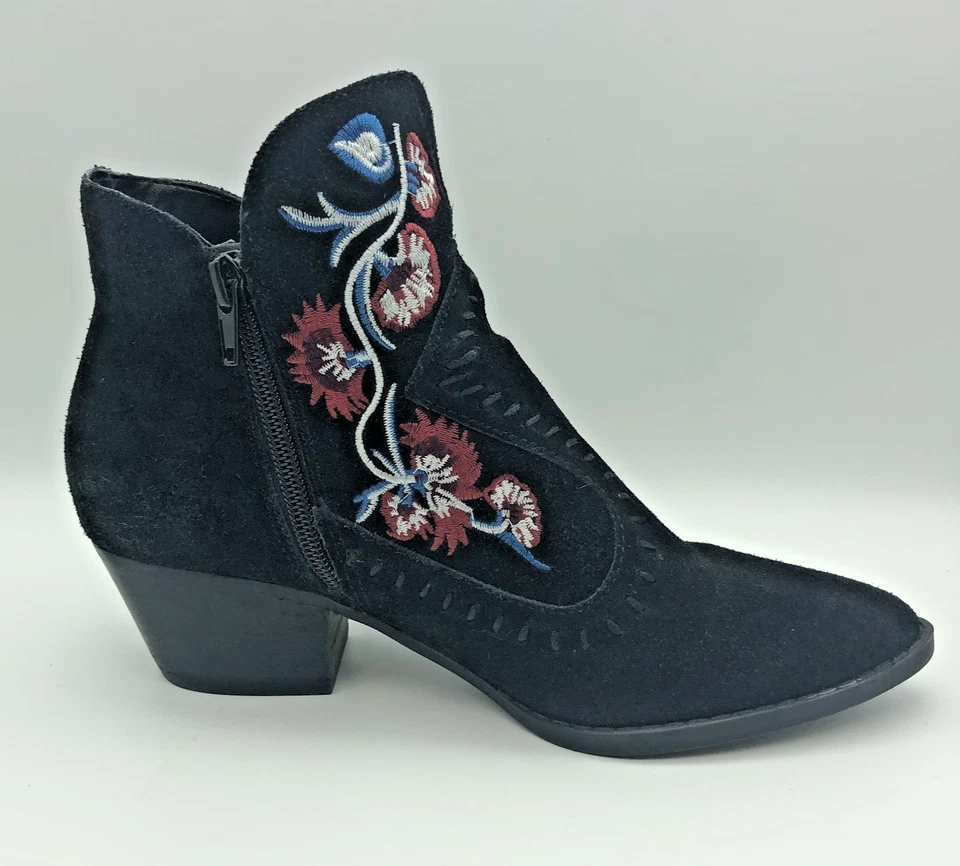 Carlos Vivien Botines Mujer 6 Rosa Bordado Gamuza Cremallera Vaquera Foto 3 de 4