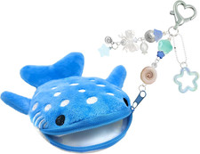 Whale Shark Coin Purse Keychain,Cute Blue Plush Change Pouches Bag Charm  Kawai