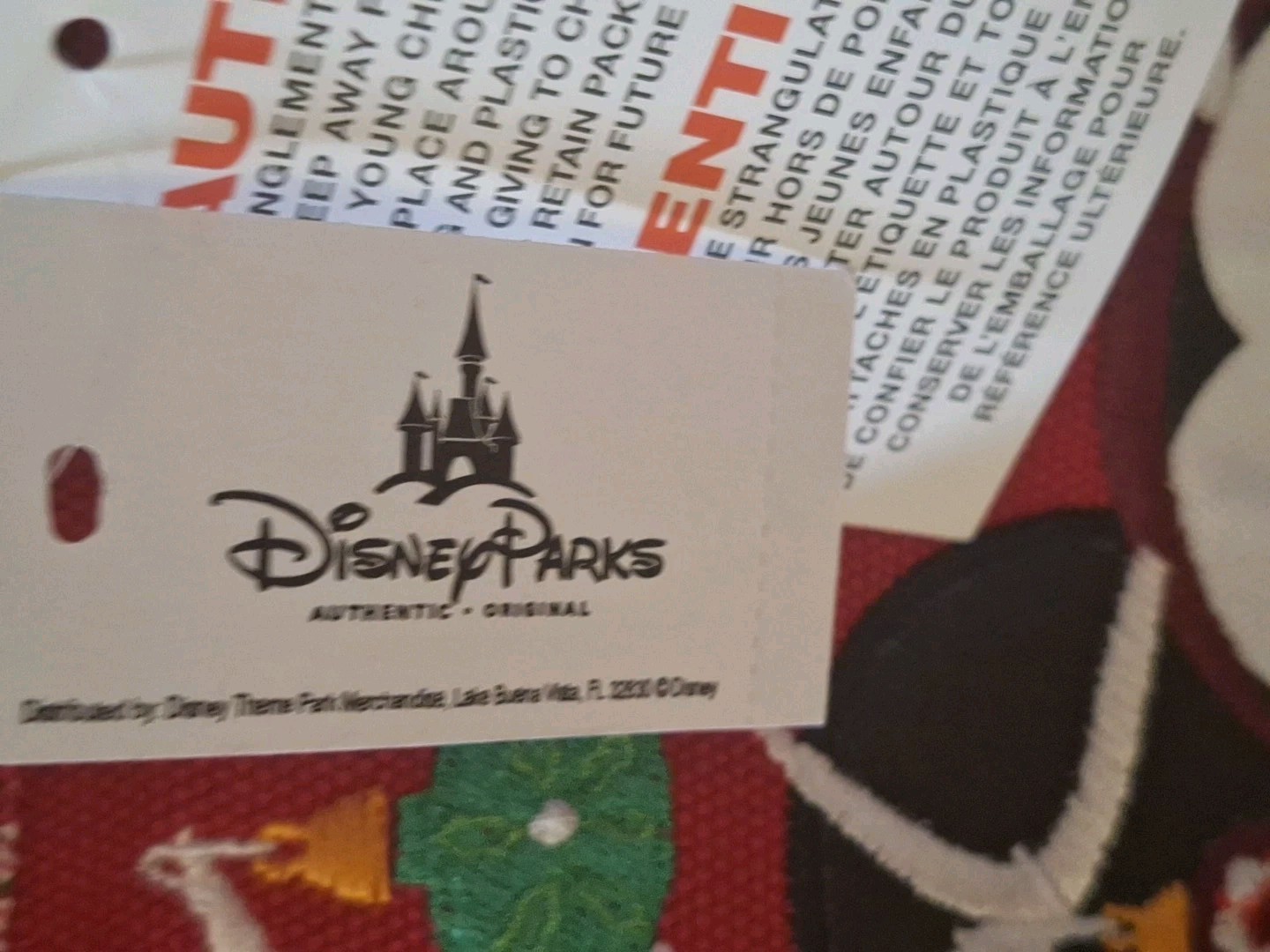 Disney World Merry & Bright Mickey Mouse Red Plaid Canvas Christmas Tote Bag NWT