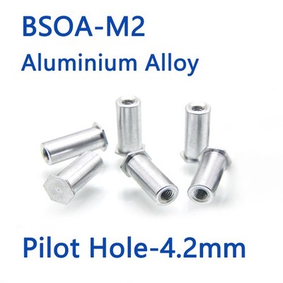 BSOA-M2 Aluminum Rivet Nut Blind Hole Self-Clinching Standoffs 4.2mm Pilot Hole