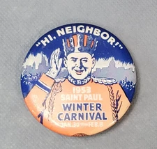 Vintage 1953 ST. PAUL WINTER CARNIVAL Pin MINNESOTA Pinback
