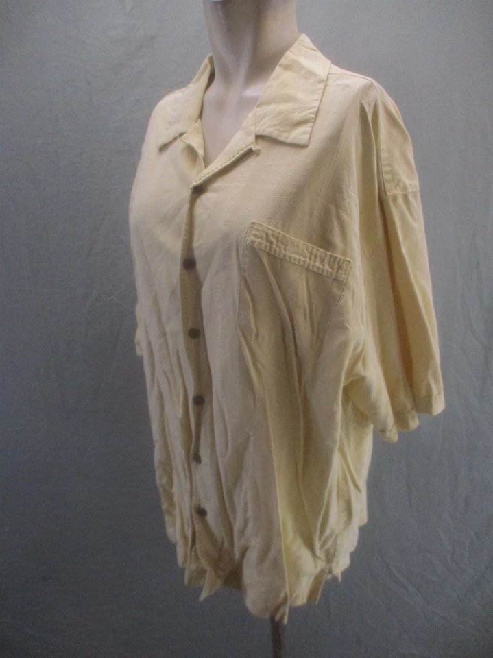 Camisa Jamaica Jaxx Talla XXL Para Hombres Amarilla 100% Seda Manga Corta Abotonada 386 Foto 3 de 4