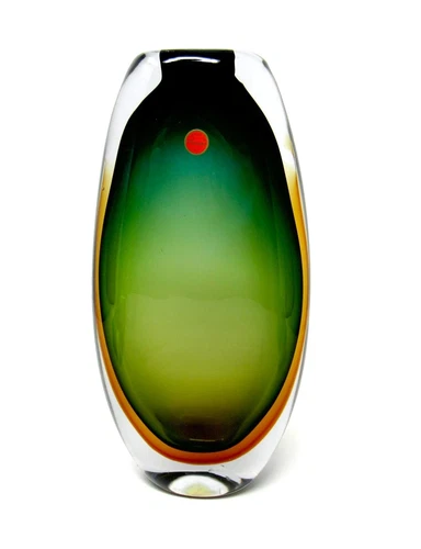 GIANT 31cm 20th Century Murano Sommerso Submerged Freeform Vase & Label 4.4kg