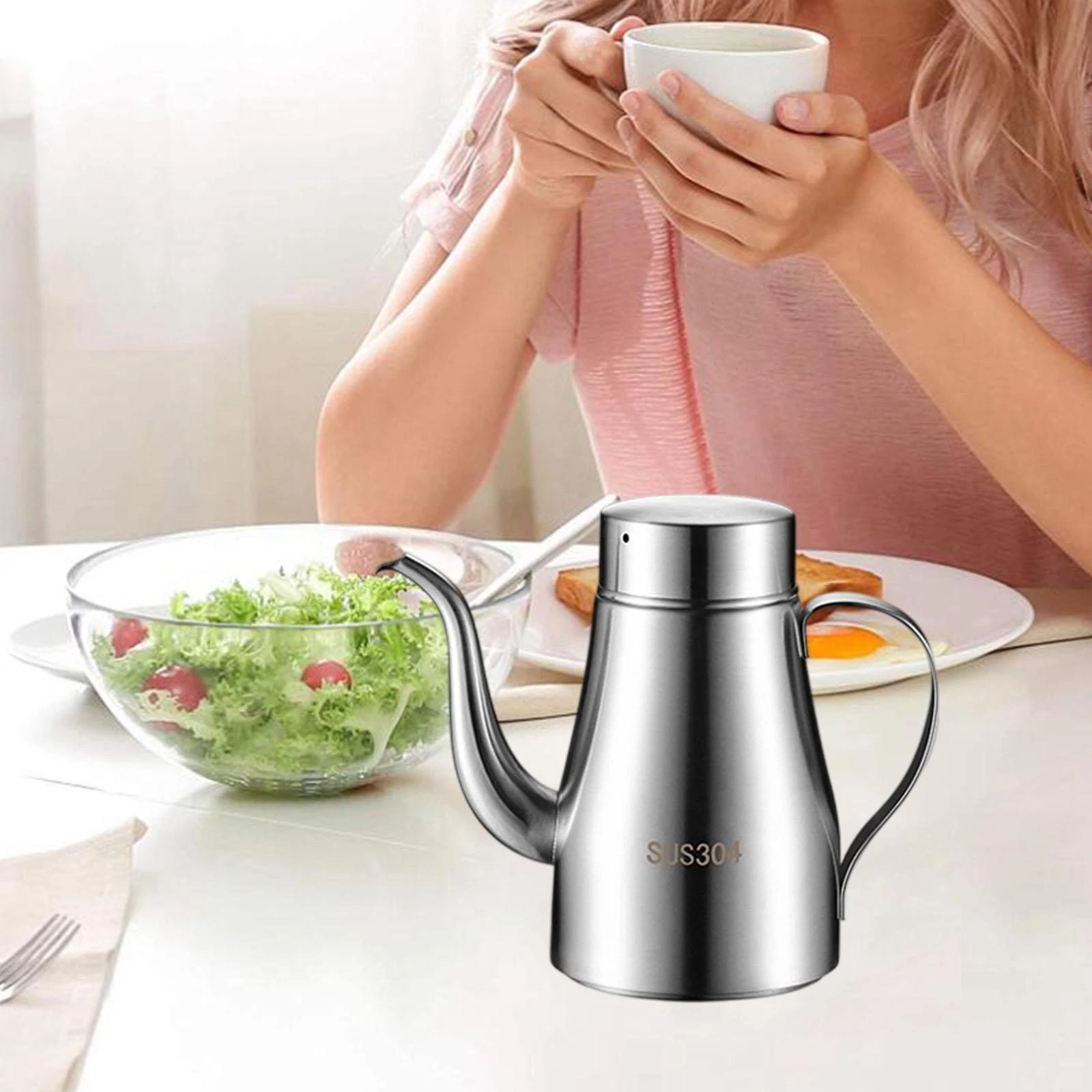 Oil Pot Multiuse Stainless Steel Leakproof Container for BBQ Camping Kitchen