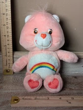 Vintage Care Bears CHEER BEAR Plush 10” Pink RAINBOW Tummy Stuffed Animal 2002