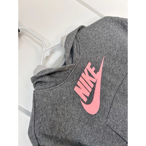 Nike Kids Standard Fit Club Fleece High-Low Pullover Hoodie Gray Size Medium - Picture 3 of 11