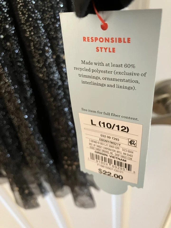 Vestido de tul tejido manga larga Cat & Jack para niñas negro brillante talla L (10-12) ¡NUEVO CON ETIQUETAS! Foto 4 de 4