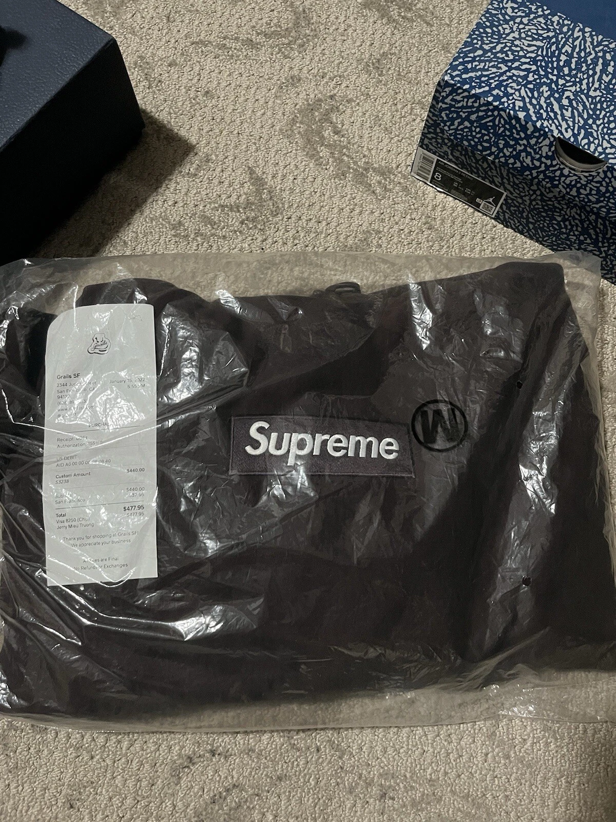 Sweat à capuche Supreme Box Logo marron foncé FW21 Medium avec reçu