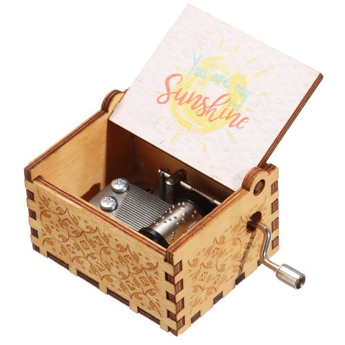 You are My Sunshine Music Box Black Engraved Musical Boxes Hand-Cranked - Picture 17 of 17