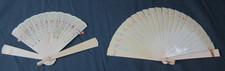 2 - Vintage ladies Celluloid  Ribbon Japanese hand fans, dainty, both 5" long