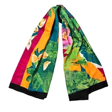 Colorful Extra Large Floral Polyester Shawl Scarf Wrap 60"x 45" ~ ITALY