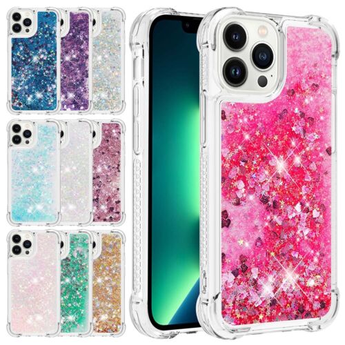 Bling Shockproof Case For iPhone 15 14 13 Pro  12 11 Pretty Liquid Glitter Cover - Afbeelding 1 van 62