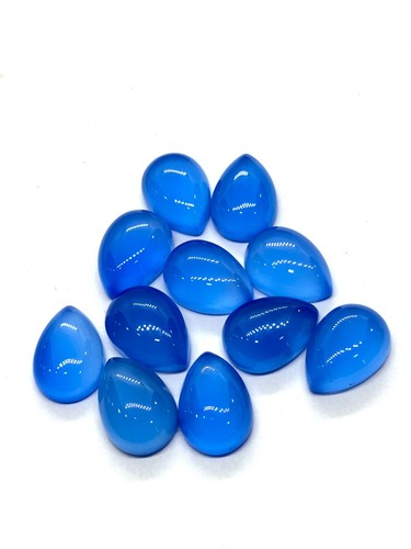 Piedra preciosa suelta con respaldo plano pera calcedonia azul natural AAA para hacer joyas - Imagen 4 de 14