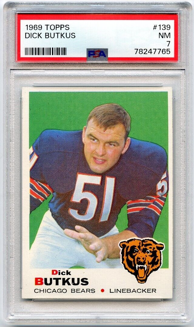 1969 Topps #139 Dick Butkus (HOF) PSA 7 NM, Chicago Bears, New Buy It Nows Daily