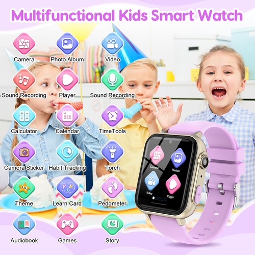 Reloj inteligente para niños de 4 a 12 años con 30+ juegos 140 tarjetas de aprendizaje cámara música - Imagen 35 de 41