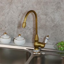 Antique Brass Kitchen Sink Faucet Swivel Spout Single Lever Bathroom Mixer Tap