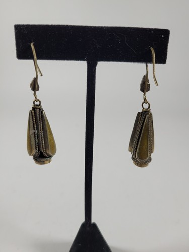 Gold Earrings with Pink and Green Stones and Silver Dangle Earrings Set Of 2 - Picture 7 of 7