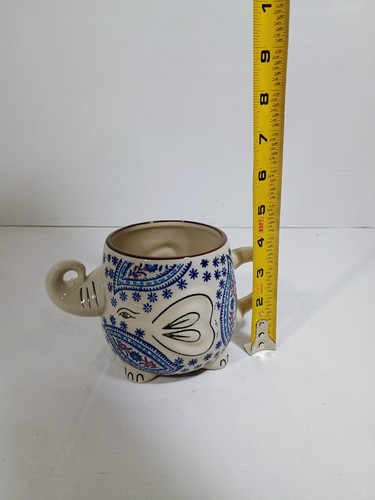 Royal Embossed Lucky Elephant Coffee Tea Mug blue and white - Picture 5 of 6