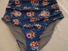 Swimsuit Separates Bottoms Reversible Floral Print One Side Stripes On Other