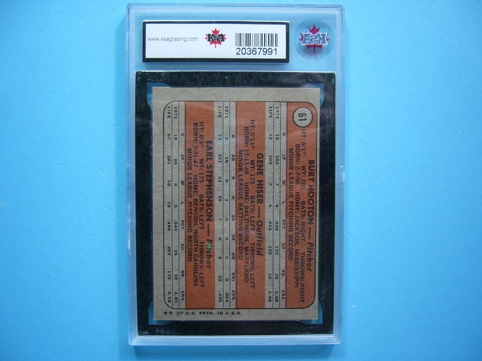 1972 TOPPS MLB BASEBALL CARD #61 HOOTON GENE HISER STEPHENSON ROOKIE KSA 8.5 GL - Image 2 of 4