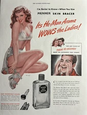 1946 Mennen Skin Bracer After Shave He Man Aroma Ladies Close Up VTG Print Ad