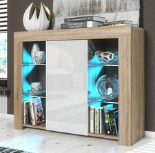 TV Unit Display Cabinet Sideboard Modern  High Gloss Doors Free LED 97.5cm