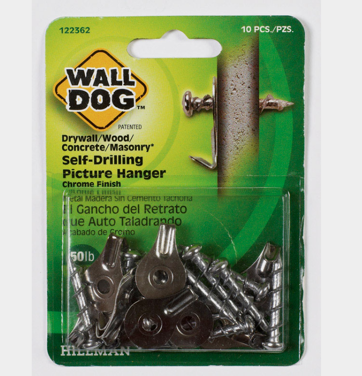 Hillman WALL DOG Chrome Gold Self-Drilling Picture Hanger 50 lb 10 pk Hillman WALL DOG Chrome Gold Self-Drilling Picture Hanger 50 lb 10 pk