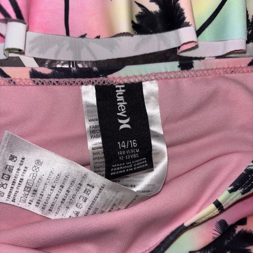 Brand New Girl's HURLEY 2 Piece Tankini Rainbow Palm Tree Swimsuit Size 14/16 - Picture 2 of 3