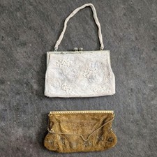 Lot 2 vintage beaded evening purses bags handbags FOR PARTS OR REPAIR SOLD AS IS