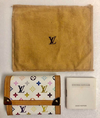 LOUIS VUITTON Monogram Multicolor Porte Monnaie Plat Blanc Weiß M92657