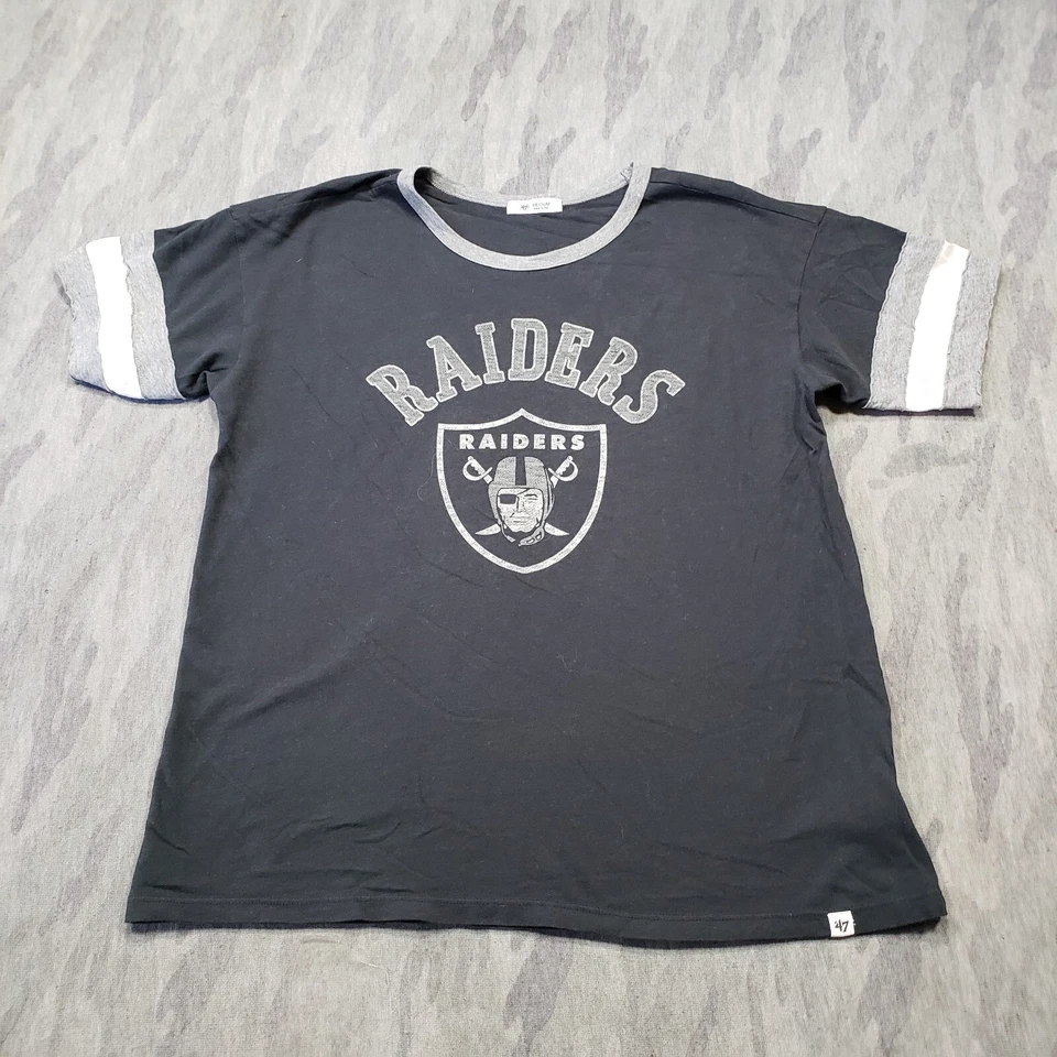 Camiseta de fútbol americano de la NFL Raiders negra mediana '47 para mujer Foto 2 de 4