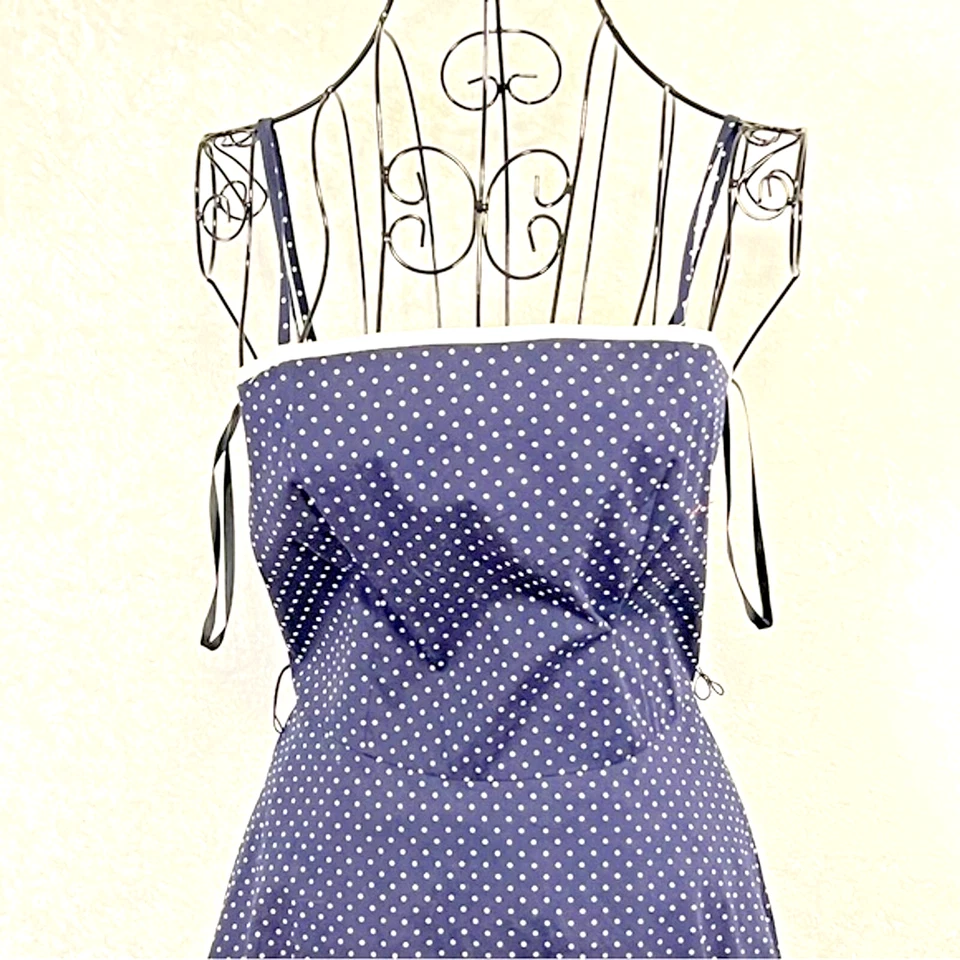 Vestido Rockabilly Retro Swing Años 50’s 60’s Mujer M Enagua Negra Azul Pockadot Foto 3 de 4