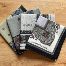 LOT OF 4 HANDKERCHIEF MEN'S VINTAGE ART PAISLEY BANDANA POCKET SQUARE COTTON 17"