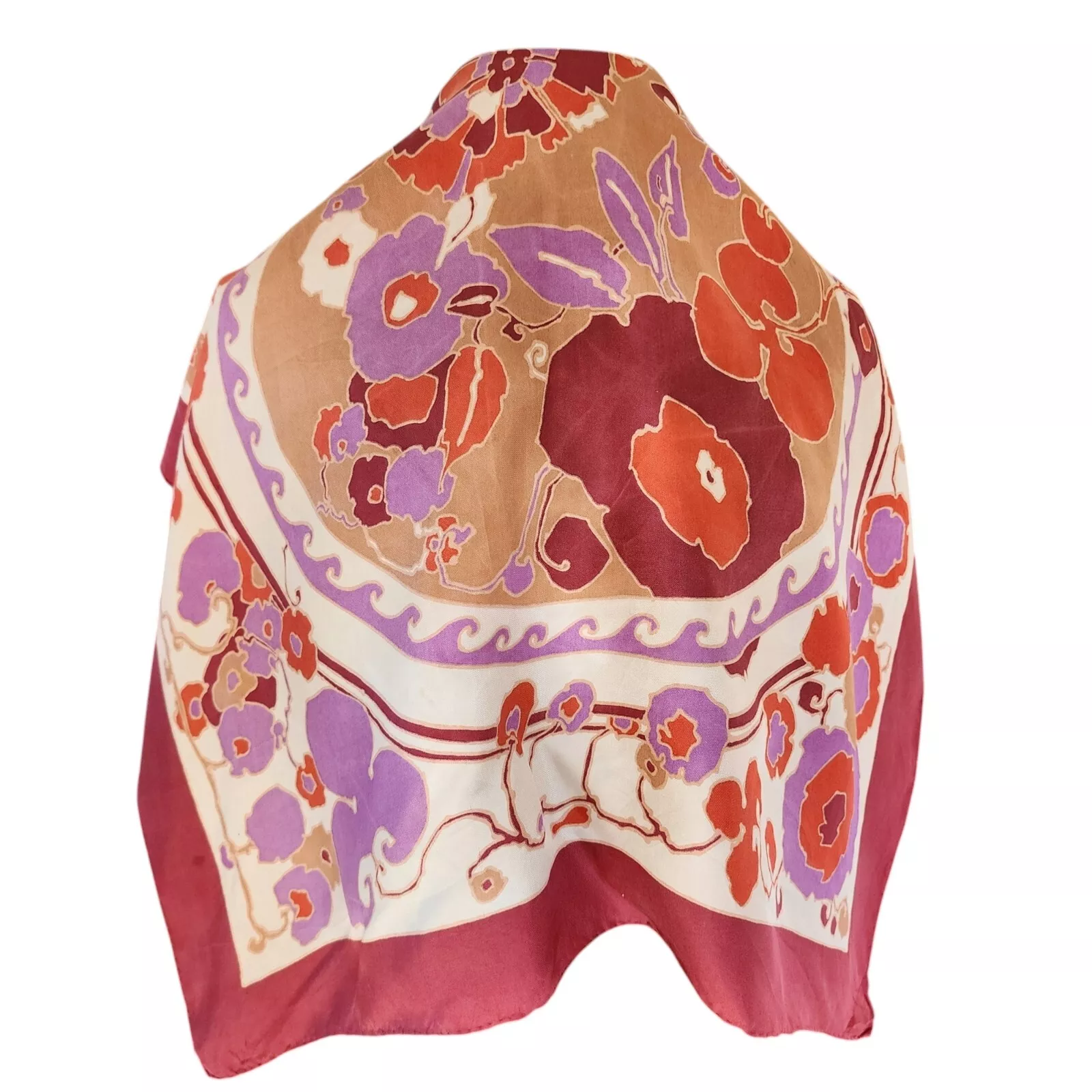 Foulard vintage Christian Dior en soie fleurie roulé main 30