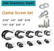 Rubber Lined P Clips Cable Mounting Hose Pipe Clamp Stainless Steel With Screw