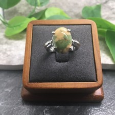 Polished Synthetic Gemstone Silver-Tone Ring Free Ship New Size 7 6937