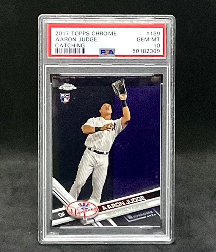 2017 Topps Chrome Aaron Judge Catching #169 Rookie Card Graded Psa 10 Gem Mint!!