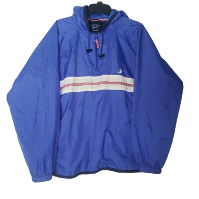 Cuffys Of Cape Cod Nylon 1/4 Zip Lined Windbreaker Hooded Jacket Mens large L