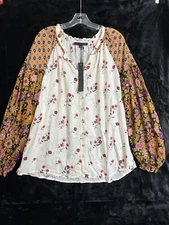 Janz + Delancey Womens Boho Button Front Balloon Sleeve Sz XL New With Tags