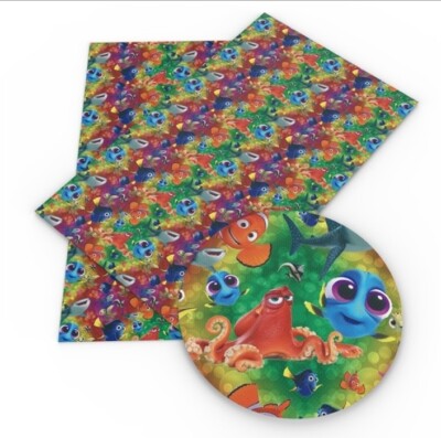 Movie Faux LEATHER SHEET 8 x 12'' Movie Cartoon 109448 Nemo Dory ocean