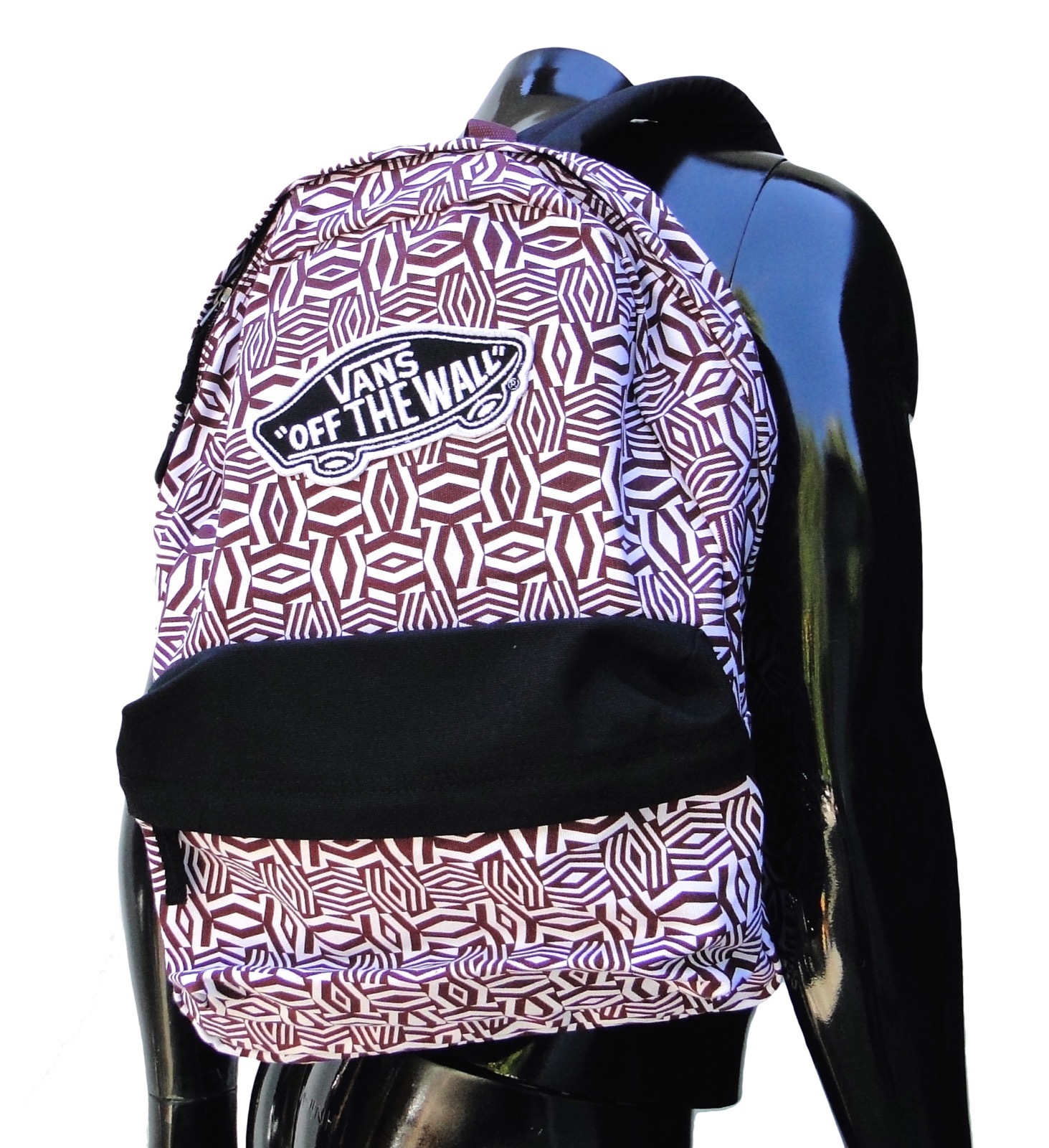 Vans Realm Black Berry Geo Unisex Womens Backpack School Bag For