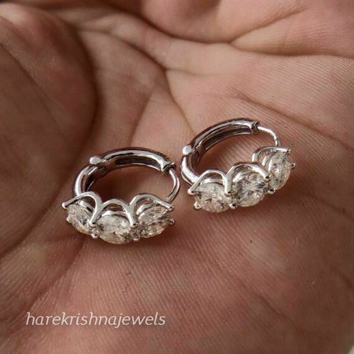 Lab-Created 1.50CT Round Cut Diamond Mini Huggie Hoop Earrings 14K White Gold FN