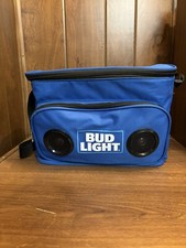 Bud Light Blue Soft Cooler With Built In Bluetooth Speaker Portable Rechargeable