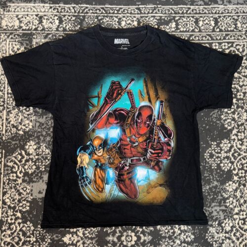 Marvel Mad Engine men’s T-shirt with Wolverine and Deadpool Size Large - Picture 1 of 6