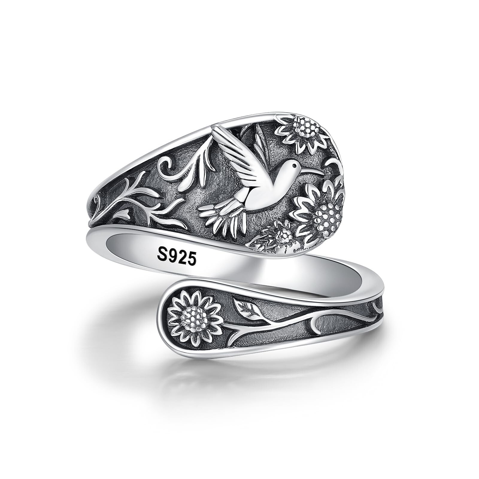 Spoon Ring Sterling Silver Hummingbird Ring Vintage Antique Spoon Rings ...