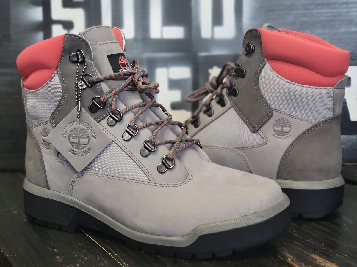 Timberland Field 6 Inch Waterproof Grey/Orange Nubuck Hiking Timberland Field 6 Inch Waterproof Grey/Orange Nubuck Hiking