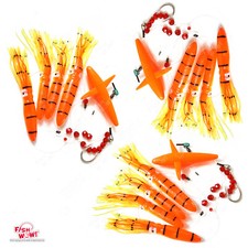 3pcs Fishing Daisy Bird Chain Squid Lure Teaser Trolling Big Game Orange Tiger