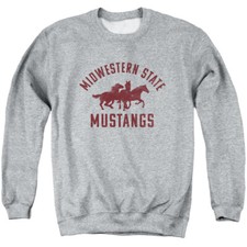 Midwestern State Adult Crewneck Sweatshirt Mustangs L, Athletic Heather, S-3XL
