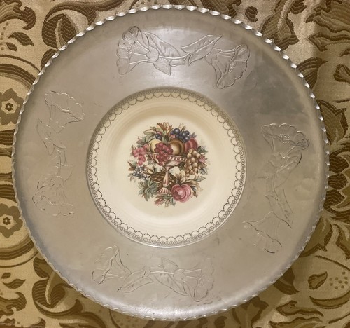 Limogues Plate Porcelain Aluminum Home Decor Display Fruit Floral USA Crazing - Picture 13 of 16