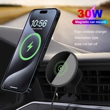 30W Magnetic Car Wireless Charger Air Vent Mount Bracket For iPhone 17 16 15 14